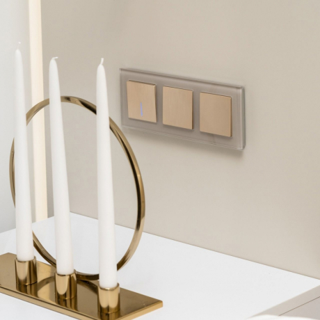 Выключатель проходной одноклавишный с подсветкой без рамки Werkel шампань рифленый W1112110