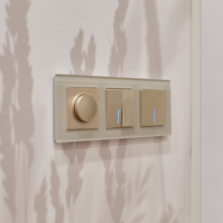 Выключатель проходной одноклавишный с подсветкой без рамки Werkel шампань рифленый W1112110