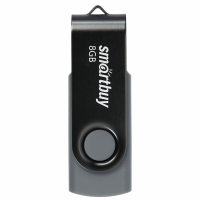 Набор из 3 шт, Флеш-диск 8 GB SMARTBUY Twist USB 2.0, черный, SB008GB2TWK (513905)