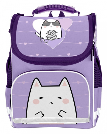 Нарушена упаковка!  <609211> Рюкзак Schoolformat BASIC MEOW POWER 13 л сирен. 38х28х16 жестк. каркас 1 отд. молния д/девочек РЮКЖК-МПР (236793)