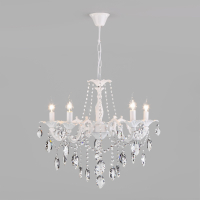 Подвесная люстра Eurosvet Veletta 10108/5 белый/прозрачный хрусталь Strotskis a045451