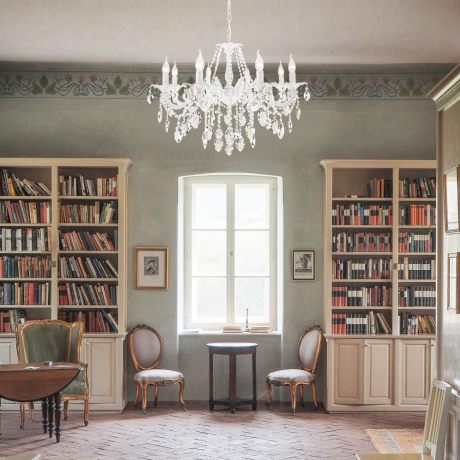 Подвесная люстра Eurosvet Veletta 10108/8 белый/прозрачный хрусталь Strotskis a045452 