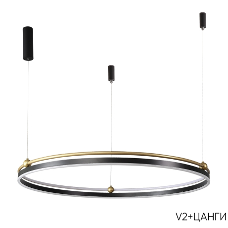 Подвесная диммируемая люстра с пультом ДУ Crystal Lux FERNANDO SP88W LED BLACK/GOLD 