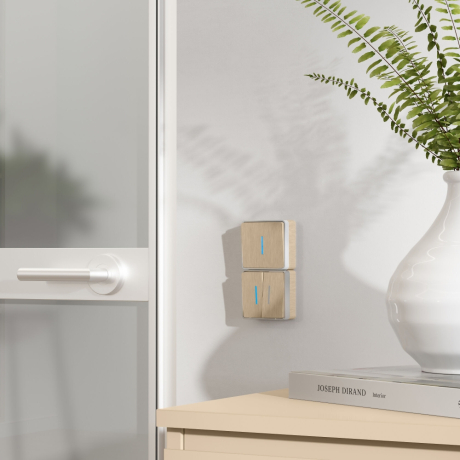 Выключатель двухклавишный с подсветкой (шампань рифленый) Gallant Werkel W5020110