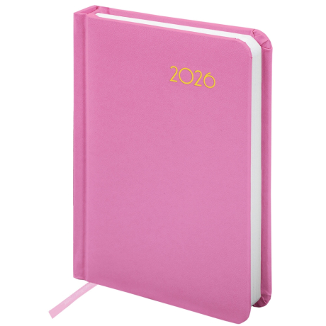 Нарушена упаковка!  <795271> Ежедневник датированный 2026, МАЛЫЙ ФОРМАТ 100х150 мм, А6, BRAUBERG "Select", балакрон, розовый, 117262