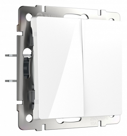 Выключатель самовозвратный двухклавишный без рамки Werkel белый матовый W1122401 