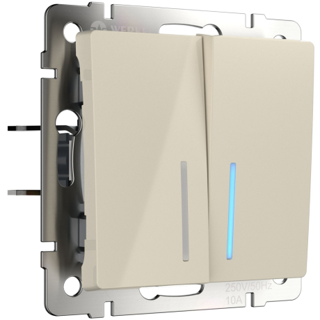 Выключатель двухклавишный с подсветкой без рамки Werkel слоновая кость W1122103