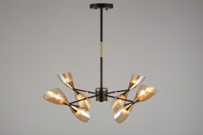 Люстра на штанге с лампочками Omnilux OML-66807-08+Lamps 