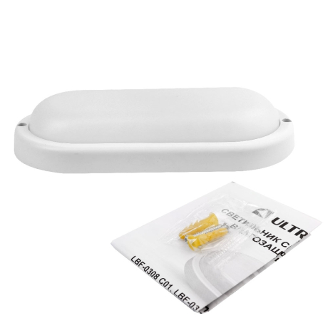 Ultraflash LBF-0902 C01 (Св-к LED влагозащищённый, 12 Вт, IP65, 220В, 6500К, овал) (15349) 