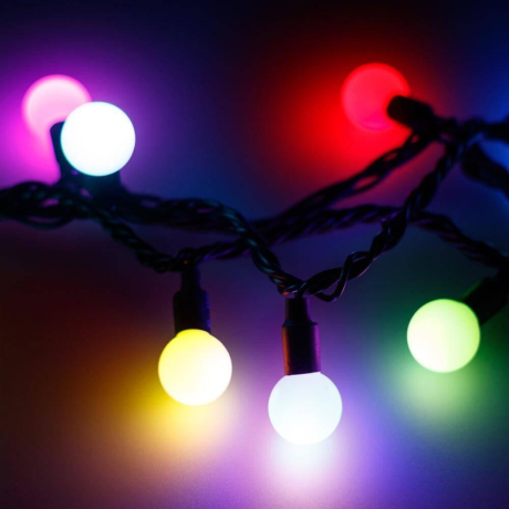 10м. Уличная гирлянда шарики RGB Ardecoled 230V ARD-Ball-Classic-D23-10000-Black-80Led RGB (25619)