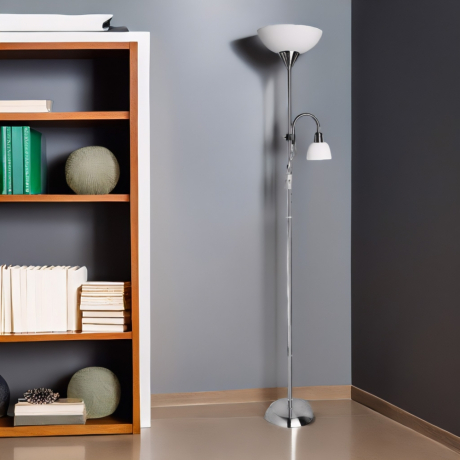 Торшер с пластиковыми плафонами и подсветкой для чтения серебристого цвета от Getogazov Family 19507-756595 