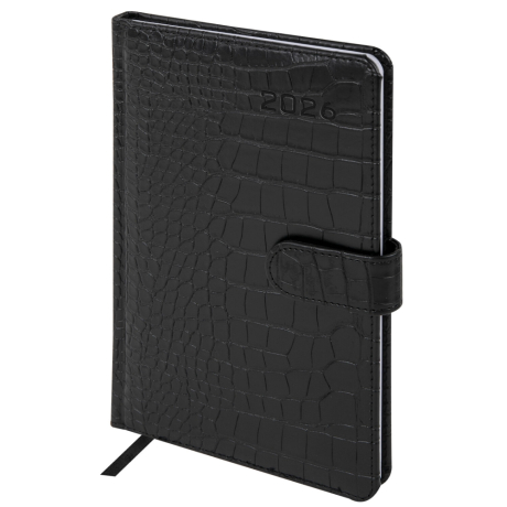 Нарушена упаковка!  <795189> Еженедельник датированный 2026 А5 145х215 мм, BRAUBERG "Party", под кожу, черный, 117180