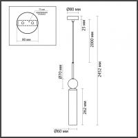 4361/1 MIDCENT ODL25 Подвесной светильник под латунь/металл/стекло/черный мрамор IP20 1*E14 40W 220V LOLLA ODEON LIGHT