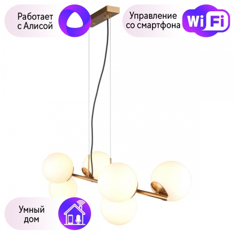 Люстра с поддержкой Алисы подвесная Omnilux OML-66623-06-A 