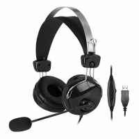 Наушники с микрофоном (гарнитура) A4TECH HU-7P, проводные, 2 м, USB, черные, 1379906 (513939)