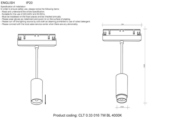 Трековый светодиодный светильник Crystal Lux Space CLT 0.33 016 7W BL 4000K 