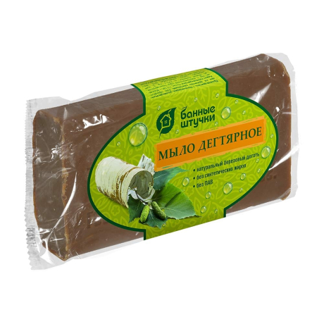 Нарушена упаковка! <620252> Мыло кусковое Дегтярное, 100 г, для бани и сауны, "Банные штучки" 33675