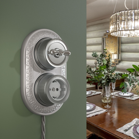 Переключатель одноклавишный (матовый хром) ретро Werkel WL19-01-03