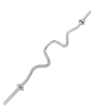 Нарушена упаковка!  <381848> Гриф для штанги BB-102 W-образный, 120 см, d=25 мм, металлический, с металлическими замками, хром 4680459126627