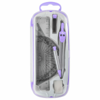 Нарушена упаковка!  <795883> Готовальня BRAUBERG SCHOOL KIT, 9 предметов, циркуль 125 мм, чертежные принадлежности, лаванда, 210713