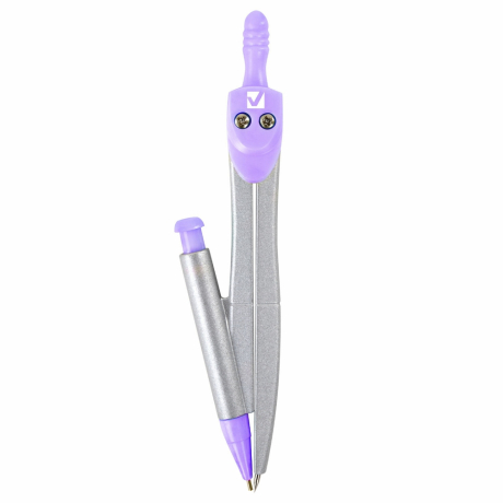 Нарушена упаковка!  <795883> Готовальня BRAUBERG SCHOOL KIT, 9 предметов, циркуль 125 мм, чертежные принадлежности, лаванда, 210713