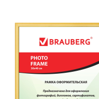 Рамка 30*40 см, пластик, багет 12 мм, BRAUBERG HIT2, золото, стекло, 391132 (391132)
