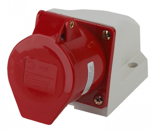 Розетка стационарная наружная 124 3Р+РЕ 32А 380В IP44 Эра Б0032878