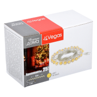 Нарушена упаковка! <295891> 5м. Электрогирлянда ''Бриллианты'' 25LED (теплый) IP20 Vegas 55083