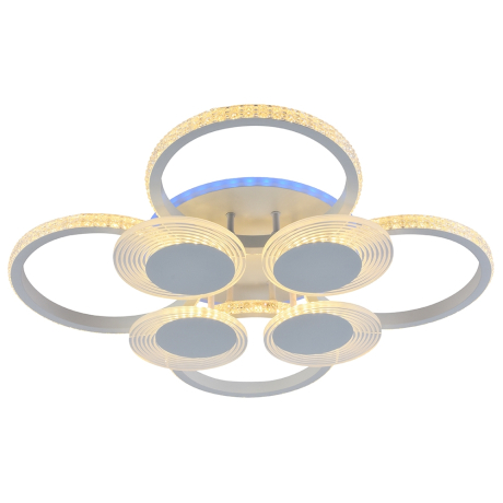 Светодиодная диммируемая люстра с ПДУ Profit Light 5883/4+4A WHT 152W+8W RGB 