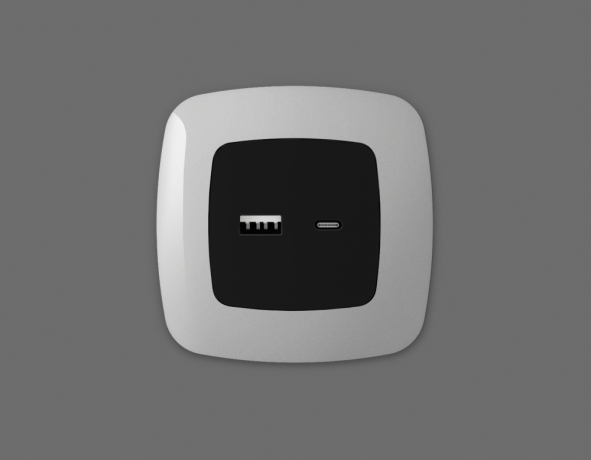 Лицевая панель OMEGA (Черный матовый) для розетки 2USB тип A+C QUANT OP8110 