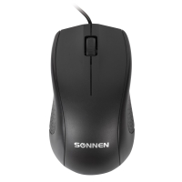 Мышь проводная SONNEN М-201, USB, 1000 dpi, 2 кнопки + колесо-кнопка, оптическая, черная, 512631 (512631)