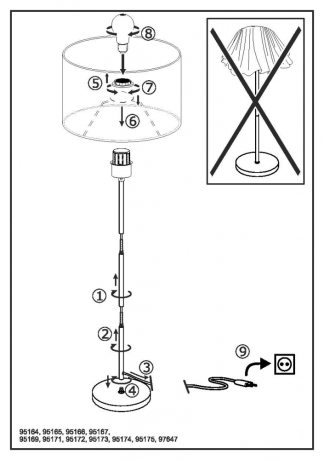 Торшер с лампочкой Eglo 97647+Lamps 