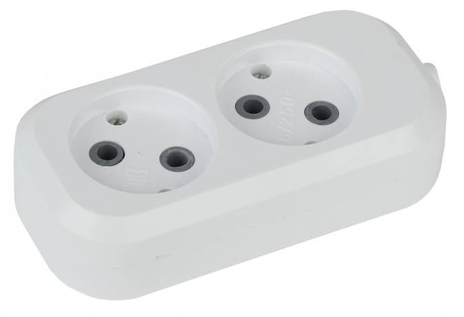 Колодка ЭРА KX-2 2 розетки без зазeмления белая Б0028330