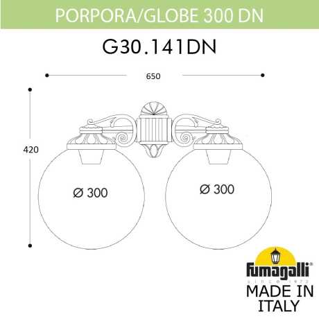 G30.141.000.AXE27DN Светильник уличный настенный Fumagalli Porpora/G300