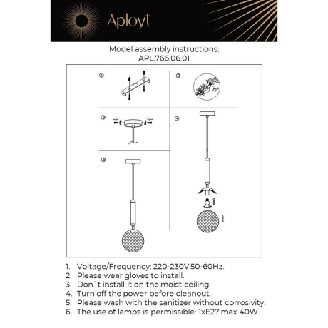 Подвесной светильник Aployt Shantal APL.766.06.01 