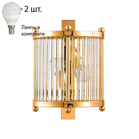 Бра Crystal Lux с лампочками TADEO AP2 GOLD/TRANSPARENTE+Lamps E14 P45 