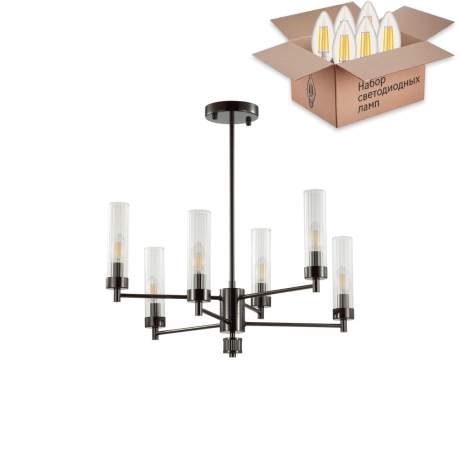 Люстра на штанге с лампочками Lumion Kamilla 5275/6C+Lamps E14 Свеча 