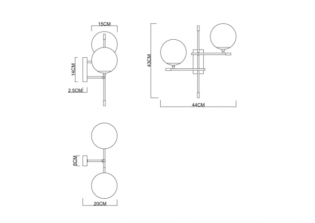 Бра с лампочками Arte lamp A2225AP-2BK+Lamps 