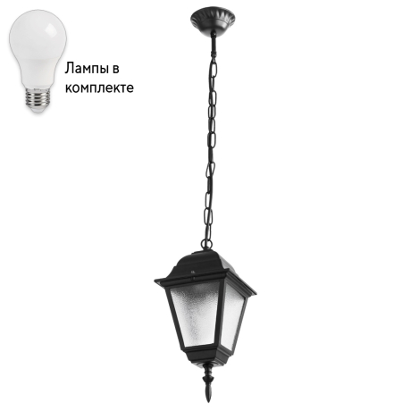 Уличный подвесной светильник с лампочкой Arte lamp A1015SO-1BK+Lamps