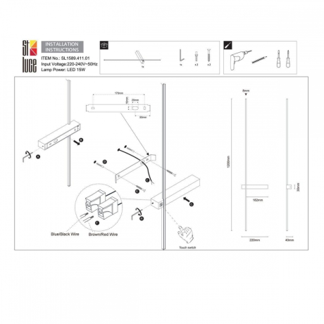 Настенный светодиодный светильник, сенсорный диммер ST Luce Astente SL1589.041.01 