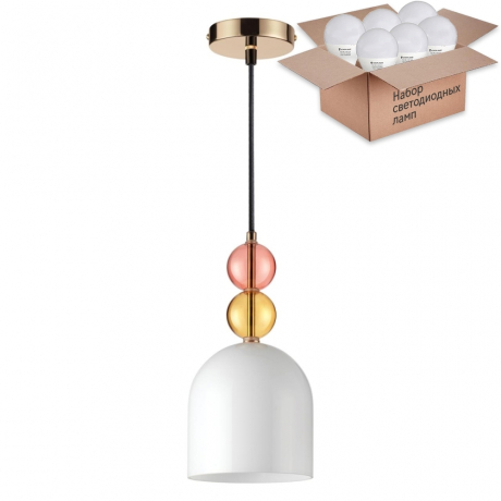 Подвесной светильник с лампочкой Lumion Gillian 4589/1A+Lamps E27 P45 