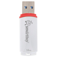 Флеш-диск 16 GB, SMARTBUY Crown, USB 2.0, белый, SB16GBCRW-W (512762)