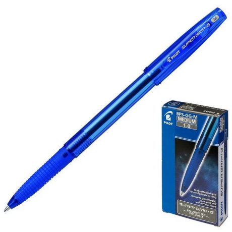 Нарушена упаковка!  <844422> Ручка шариковая с грипом PILOT Super Grip G, СИНЯЯ, узел 1 мм, линия 0,27 мм, BPS-GG-M L (144710)
