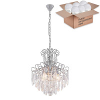 Подвесная люстра Crystal Lux с лампочками Sevilia SP4 Silver+Lamps E14 P45