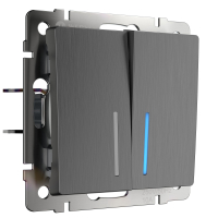 Выключатель двухклавишный с подсветкой (графит рифленый) Werkel W1120104