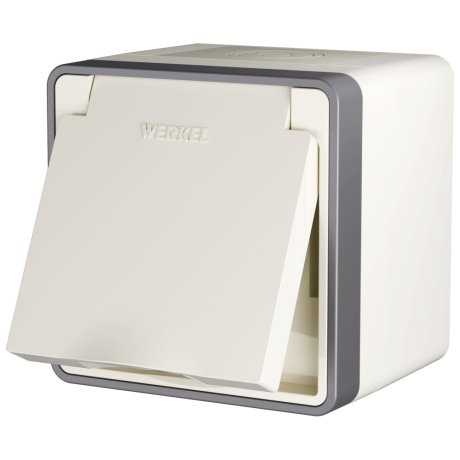 Розетка влагозащ. с зазем. с защит. крышкой и шторками Gallant (слоновая кость) Werkel W5071203