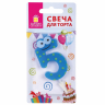 Нарушена упаковка! <302462> Свеча-цифра для торта "5" "С глазками", 6 см, ЗОЛОТАЯ СКАЗКА, с держателем, в блистере, 591408 (591408)