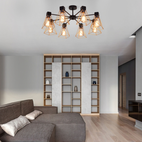 Люстра на штанге Eurosvet 70107/8 черный/латунь (a061403) 