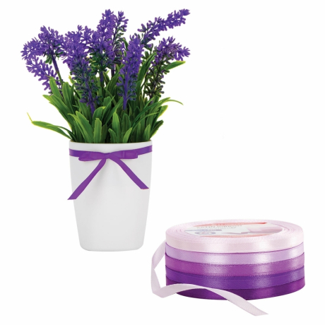 Нарушена упаковка!  <302525> Лента атласная ширина 6 мм, ФИОЛЕТОВЫЙ СПЕКТР набор 5 цветов по 23 м, BRAUBERG, 591492 (591492)