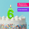 Нарушена упаковка! <302463> Свеча-цифра для торта "6" "С глазками", 6 см, ЗОЛОТАЯ СКАЗКА, с держателем, в блистере, 591409 (591409)